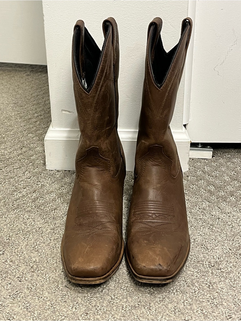 Dingo Men’s Square Toe Brown Leather Cowboy Boots VGUC 9D Western Rodeo Cowboy